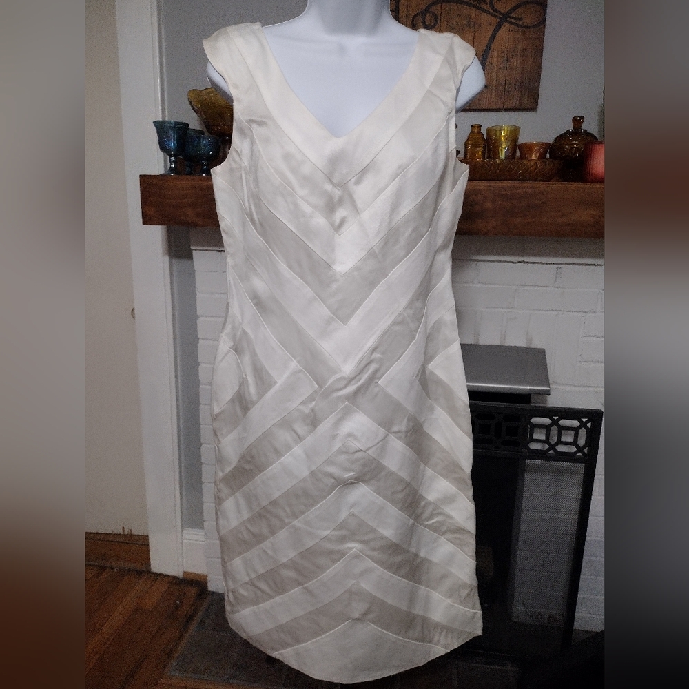 Antonio Berardi neutral Chevron dress
